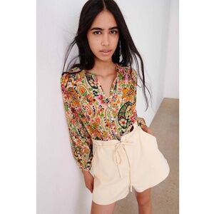 Ba&sh Bianca Paisley Blouse Vert Size 6 8 NWT